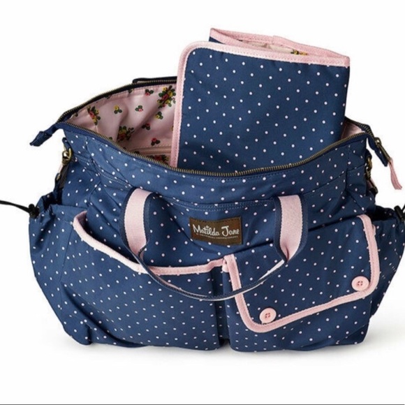 NEW Matilda Jane The Essentials Diaper Bag Polka Dot Navy Boutique Baby - Picture 3 of 3